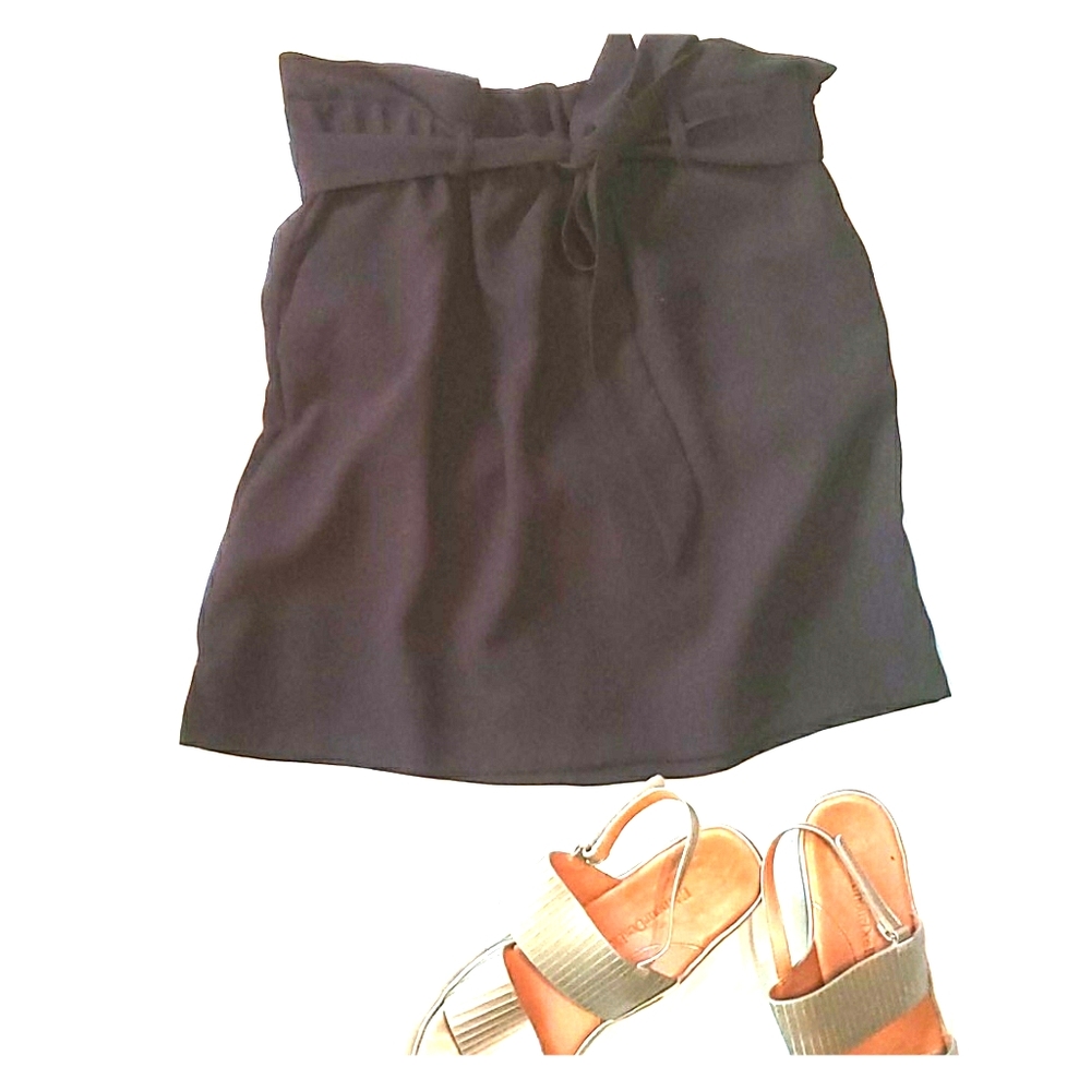 Express black drawstring high waisted skirt